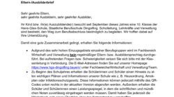 Lagerlogistik: Eltern-/Ausbilderbrief